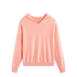 เสื้อสเวตเตอร์ถักมีฮู้ดสีทึบเสื้อฮู้ดแบบสวมหัวถักสำหรับ100% ขนสัตว์อเนกประสงค์แบบลำลองกำหนดเอง - Product Image 5