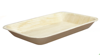 Assiettes rectangulaires profondes en feuilles de palmier d'arec écologiques et jetables, vaisselle compostable pour restaurants, fêtes et événements