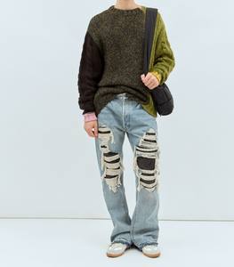 Men Hollow Out Ripped Denim <b>Jeans</b> Winter Button Fly Casual Fashion Streetwear Stylish Pants <b>Women</b> Denim <b>Jeans</b> - Product Image 2