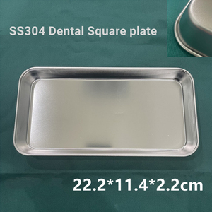 Bandeja plana dental cuadrada de acero inoxidable de alta calidad, bandeja de servicio Manual con espejo - Product Image 6