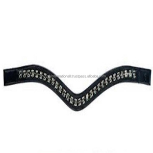 Customized Silver square Crystals Diamante Chain Inlaid Empty Channel Leather Horse Brow <b>Band</b> in All Custom Sizes Color & Shapes - Product Image 3