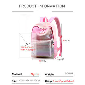 Sac à dos scolaire tendance 2026 pour filles, dégradé de couleurs, antivol, imperméable, en nylon Oxford détachable avec fermeture éclair et motif dessin animé - Product Image 6