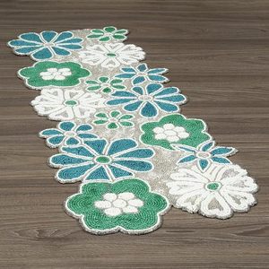 Christmas Decorative and Leaves Design Beaded <b>Runner</b> Placemat <b>Dining</b> <b>Table</b> Fancy Mat Handmade Decorative <b>Runners</b> for Wedding - Product Image 4