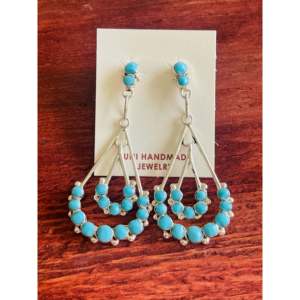 Zuni Turquoise Sterling <b>Silver</b> <b>Chandelier</b> Earrings - Product Image 2