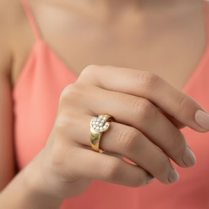 Anillo de Oro de 14K con Diamantes Naturales, El Grupo Estelar, para Bodas, Fiestas, Aniversarios, Regalo Romántico para Celebraciones - Product Image 5