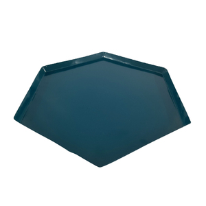 Luxury Hexagonal Shape Serving Plate for Restaurant <b>Table</b> Decor Hot Selling Kitchenware <b>Matt</b> Ocean Green Color Iron Metal - Product Image 1