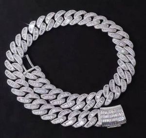 "Chaîne cubaine pour homme en argent sterling 925 avec touche or blanc 14 carats 16mm & 22in VVS1 Moissanite Diamond Pendant" - Product Image 3