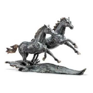 Escultura de caballo corriendo hecha a mano, escultura de latón y aluminio, decoración abstracta, figuritas de bar