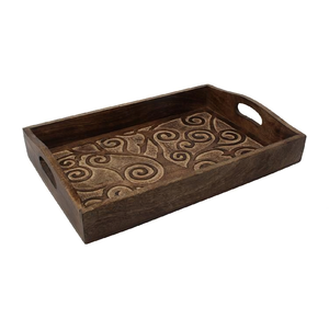 Plateau en bois rustique pour organiser les essentiels de la table pour la décoration de la cuisine ou l'utilisation quotidienne dans le salon ou la salle à manger quantité minimale de commande 100 pièces - Product Image 4