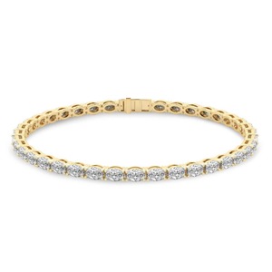 Elongated Oval Lab Grown Diamond Tennis Bracelet 3 Ct Tw F-G Color VS Clarity 51 Diamonds 14K <b>Solid</b> <b>Gold</b> Classic Line Design - Product Image 5