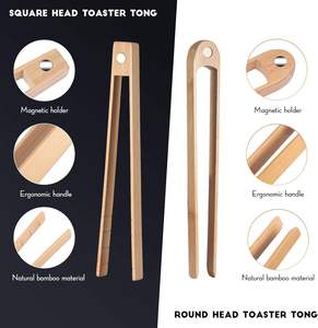 2 pinzas para tostadora de madera de 8,7 pulgadas con imán, pinzas magnéticas para tostadora de bambú, pinzas para tostadas de madera, utensilio de cocina de bambú Natural - Product Image 3