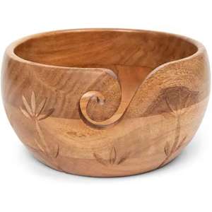 Tazón de hilo de madera de Mango Premium hecho a mano, soporte de almacenamiento de ganchillo tejido artesanal indio de alta calidad, costura - Product Image 1