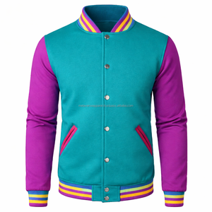 Blouson aviateur en cuir brodé pour homme avec broderie intégrale au dos, écussons personnalisés avec nom et numéro d'équipe, col montant, séchage rapide - Product Image 5