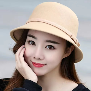 Autumn Winter Women's Sporty Bowknot Acrylic/Cotton Fedora <b>Ladies</b> Dome Breathable Multi-Panel <b>Hat</b> <b>for</b> <b>Wedding</b> Church Cap Cycling - Product Image 1
