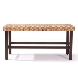 37.4\" Rattan <b>Bench</b> with Wood Legs for <b>Entryway</b> and Dining Room Furniture - Product Image 1