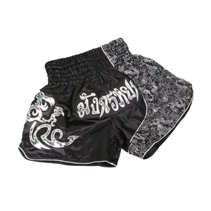 Short de Muay Thai Unisexe Haute Performance MMA Fightwear Personnalisé Blanc Noir Longueur Courte Avec Taille Élastique pour Adultes - Product Image 3