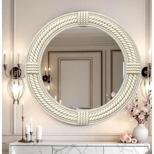 Espejo de Pared LED Hecho a Mano con Incrustaciones de Resina de Madera de Acacia Moderna de Lujo para Sala de Estar, Dormitorio, Vestíbulo, Decoración Elegante para el Hogar - Product Image 3