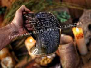 Taza de cuerno vikingo Nuevo diseño Tankard de cuerno natural Técnica pulida - Product Image 4