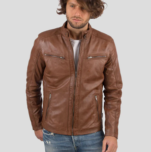 แจ็คเก็ตหนังแฟชั่นใหม่รุ่นฮิตปี 2026 สำหรับผู้ชายและผู้หญิง กันลม คอตั้ง โลโก้ด้านหน้า คุณภาพสูง สไตล์วินเทจ สำหรับฤดูหนาว - Product Image 1