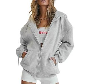 Sudadera con Capucha de Forro Polar Bordada para Mujer, Estilo Minimalista, 2024, Manga Larga, Bolsillo Delantero, Uso Diario Informal, Antiarrugas, Transpirable - Product Image 6