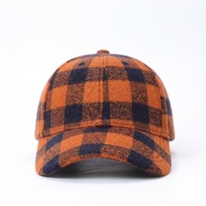 Orange <b>Navy</b> Plaid Baseball Cap Unisex Flannel Casual <b>Hat</b> Wholesale Custom Logo High Quality OEM ODM Low MOQ 6 Panel Adjustable - Product Image 1