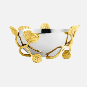 Ensemble de 2 bols en métal avec finition polie et artisanale, bol à salade décoratif au design floral pour hôtel et restaurant - Product Image 4