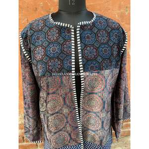 Veste en coton de Style indien Vintage, manteau imprimé à la main, pardessus d'hiver unisexe, tenue bohème, vente en gros - Product Image 4