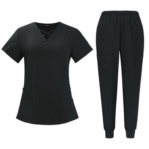 Tenues médicales personnalisées pour femmes avec logo, en tissu tissé couleur figue, uniformes pour femmes - Product Image 5