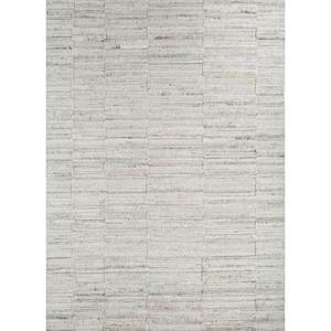 Alfombra Contour Ivory Tejida a Mano de Lana, Algodón Orgánico, Jacquard, Yute, Rayas, Rectangular para Pasillo, 9x12-Hwl-74 - Product Image 1