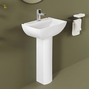 AxelElite Lavabo en céramique blanc moderne avec robinet à levier, standard CUPC, égouttoir d'évier, plaqué or, encastrable, commercial - Product Image 3