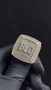 Anillo de Plata de Ley 925 con Letra Inicial Personalizada, Estilo Hip Hop, con Diamantes de Moissanita VVS Brillantes, para Unisex - Product Image 2