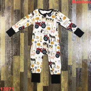 رومبير للأطفال بأكمام طويلة من ألياف الخيزران ملابس للبنات والأولاد حديثي الولادة بذلة بسحاب لحيوان المزرعة طفل صغير ملابس داخلية مطبوعة بالكامل - Product Image 5