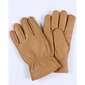 Guantes de conductor de grano de cuero de vaca amarillos Función anticorte Guantes de cuero de trabajo de seguridad de construcción de Palma reforzada ajustable - Product Image 1