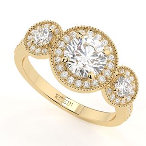 1 Anillo de Compromiso Redondo de Diamante en Oro Amarillo - Product Image 4