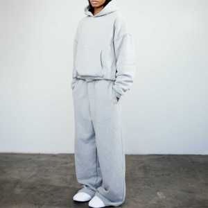 ชุดวอร์มสองชิ้นของผู้ชายชุดแนวสตรีทผ้าคอตตอนผ้าฟลีซแบบ100% สำหรับผู้ชายชุดวอร์มทรงหลวมโลโก้ตามสั่ง - Product Image 2