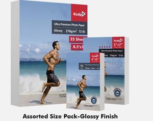 Papel Fotográfico Brillante Koala Ultra Premium de 72 lb, Tamaño Surtido, Listo para Enviar, para Impresora de Inyección de Tinta, 8.5x11" Máx. - Product Image 1