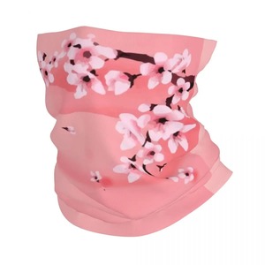 Custom Cotton Branch Bandana <strong>Neck</strong> Gaiter Floral Cherry Blossom Balaclava Warmer for <strong>Winter</strong> Hiking &amp; Camping <strong>Wrap</strong> Scarf
