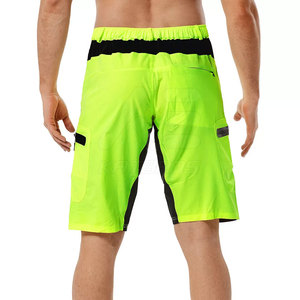 Shorts de cyclisme pour homme vert fluo, séchage rapide, color block, polyester et nylon, coupe classique, longueur courte, vêtements de vélo pour adulte - Product Image 3