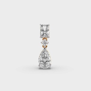 <b>Three</b> Stone Diamond Drop Pendant with Emerald and Pear Cut In 9K Rose / Yellow / White Gold - Product Image 6