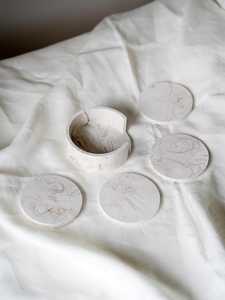 Ensemble de 4 sous-verres ronds effet marbre avec support, sous-verres modernes circulaires pour boissons - Product Image 4