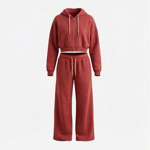Conjunto de Sudadera y Pantalón con Lavado Ácido de Diseño Nuevo, Color Personalizado OEM, Traje Deportivo para Mujer, Lavado Vintage, Hombros Caídos, Conjunto Deportivo Holgado - Product Image 1