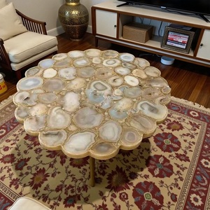 Table basse extensible et mobile de luxe avec plateau en pierre d'agate, décoration moderne écologique pour la maison, design personnalisé, vente en gros - Product Image 3