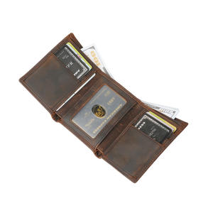 Portefeuille Homme Vintage en Cuir Véritable, Porte-Cartes Bifold/Trifold, Style Affaires, Petit Portefeuille Court, Vente en Gros, Diamants, Blocage RFID - Product Image 1