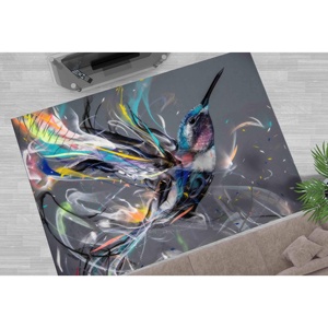 Alfombra con Estampado de Colibrí Abstracto: Colorida, Antideslizante, para Interiores, de Chenilla, Alfombra Delgada No Tejida - Product Image 4