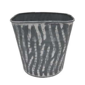 Maceta ovalada de Metal de hierro de aspecto único gris con diseño elegante antiguo blanco decoración sostenible para interiores y exteriores para el hogar y el jardín - Product Image 4