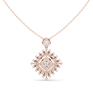 Magnifique pendentif solitaire en diamant de laboratoire taille brillant, finition plaqué or rose 18 carats, haut de gamme, premium, unisexe, ethnique - Product Image 1