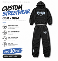 Survêtement personnalisé imprimé, effet délavé, coupe ample, style streetwear, fabricant de survêtements surdimensionnés pour hommes