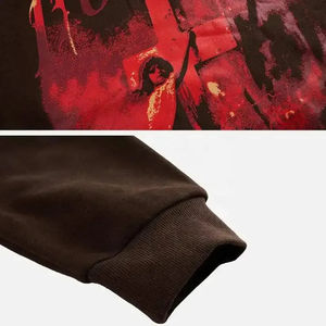 Sudadera con Capucha Estilo Urbano para Hombre, Impresión Personalizada DTG, Estilo Vintage Desgastado, Lavado Ácido, Decoloración Solar, con Pedrería - Product Image 3