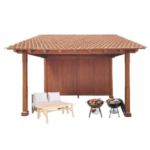 Pérgola y gazebo de madera de teca de lujo moderno para jardines al aire libre Resorts Villas estilo indonesio muebles sólidos para barbacoa - Product Image 3