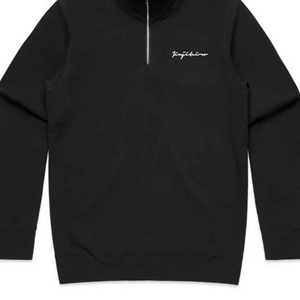 เสื้อสวมศีรษะมีซิปสีดำสำหรับผู้ชายผ้าฟลีซเฮฟวี่เวทลายขนนุ่มเข้ารูปปกติพร้อมโลโก้ปัก - Product Image 4